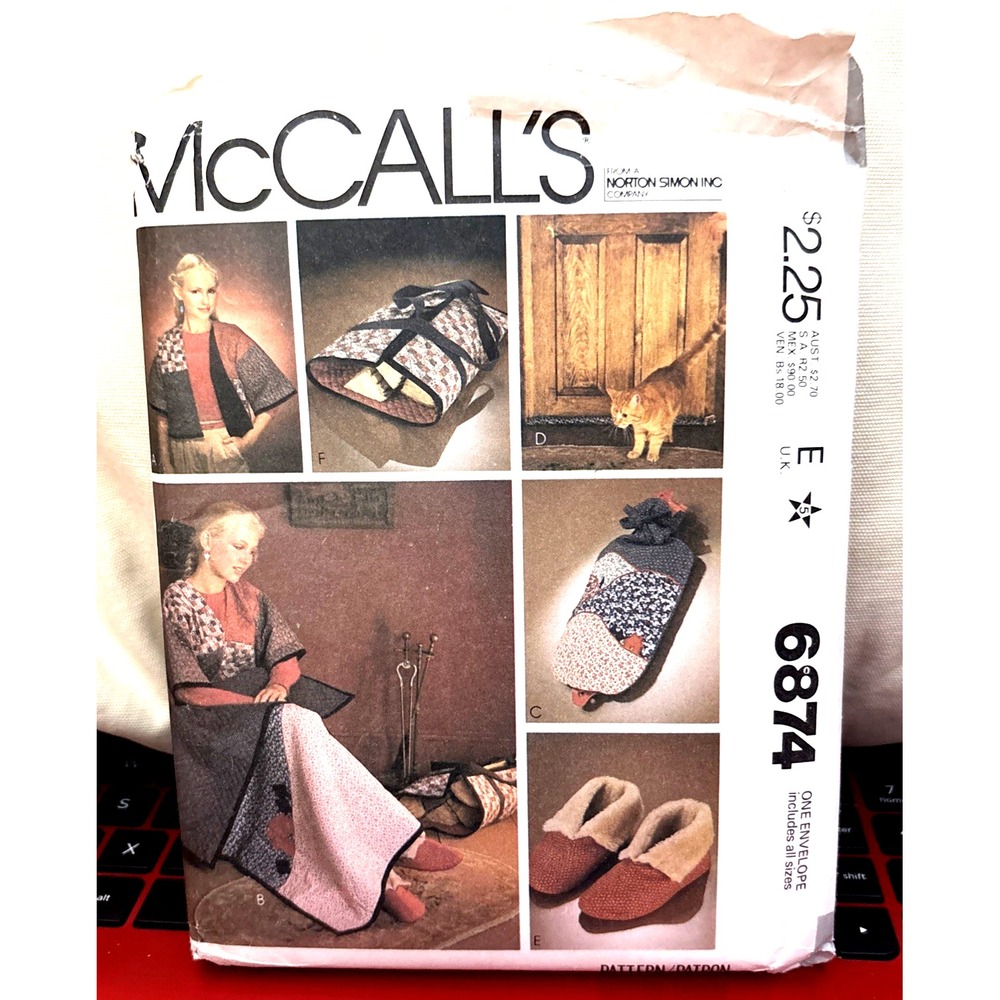 McCall's Pattern #6874 Energy Saver Foot Warmer Log Carrier Jacket Quilt Draft